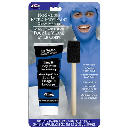 Fun World® 3.4oz. Cream No-Smudge Face & Body Paint with Brush